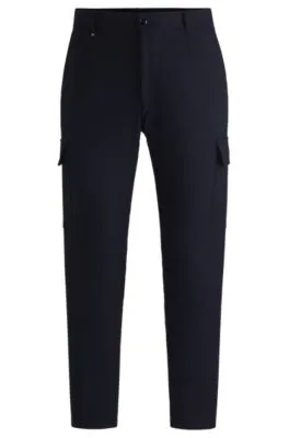 Pantalones cargo relaxed fit de tejido elástico jaspeado