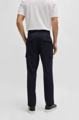 Pantalones cargo relaxed fit de tejido elástico jaspeado