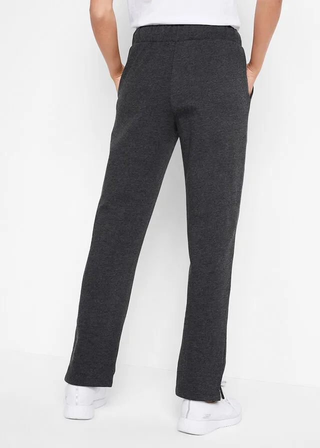 Pantalón de chándal de algodón orgánico con corte recto Negro jaspeado