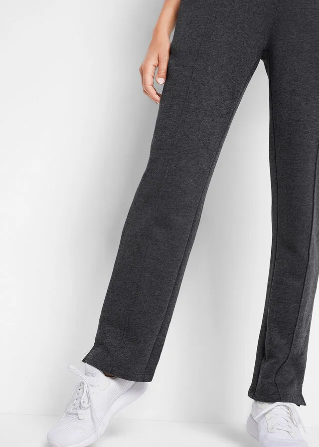 Pantalón de chándal de algodón orgánico con corte recto Negro jaspeado