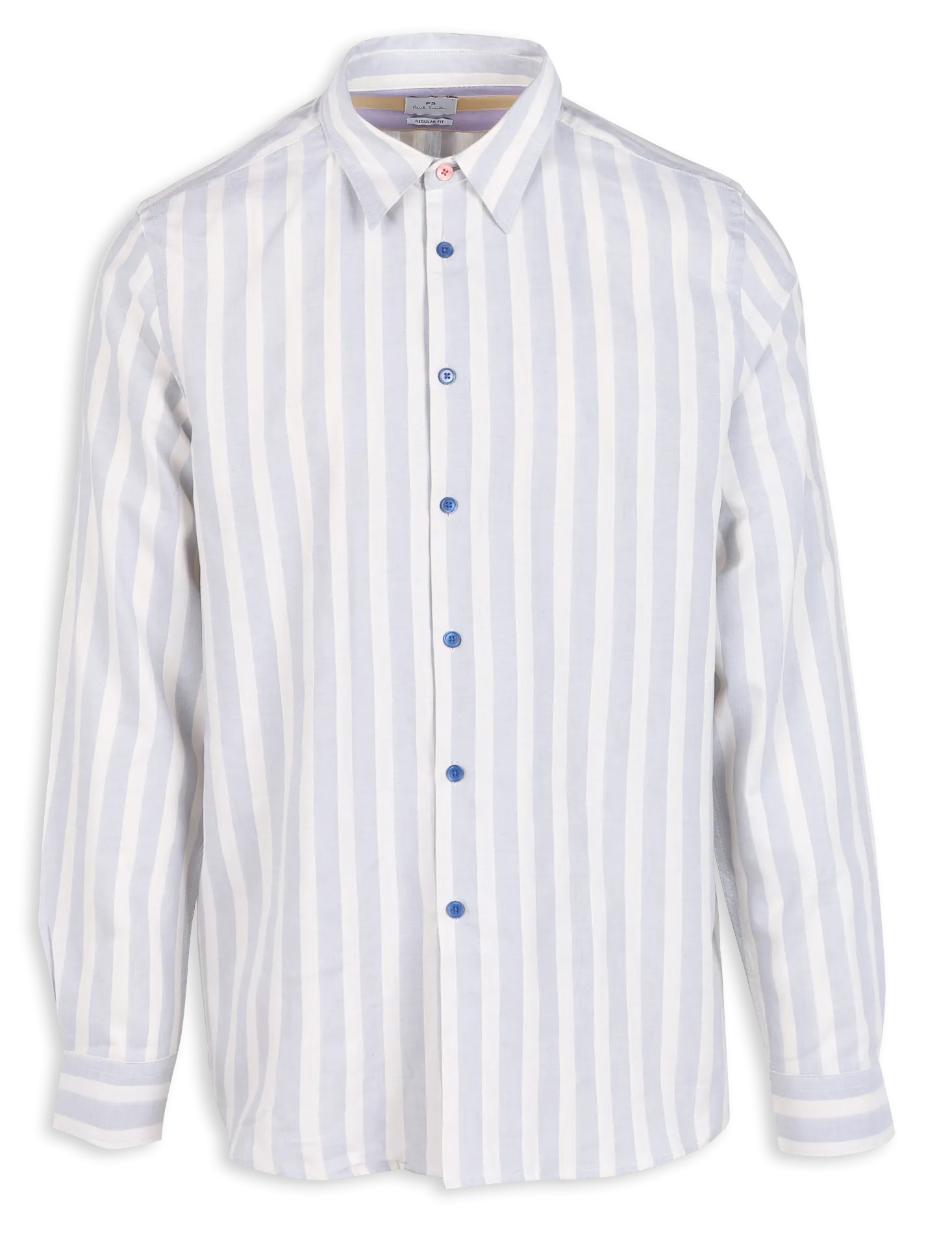 PAUL SMITH Camisa recta de algodón a rayas con cuello clásico en azul