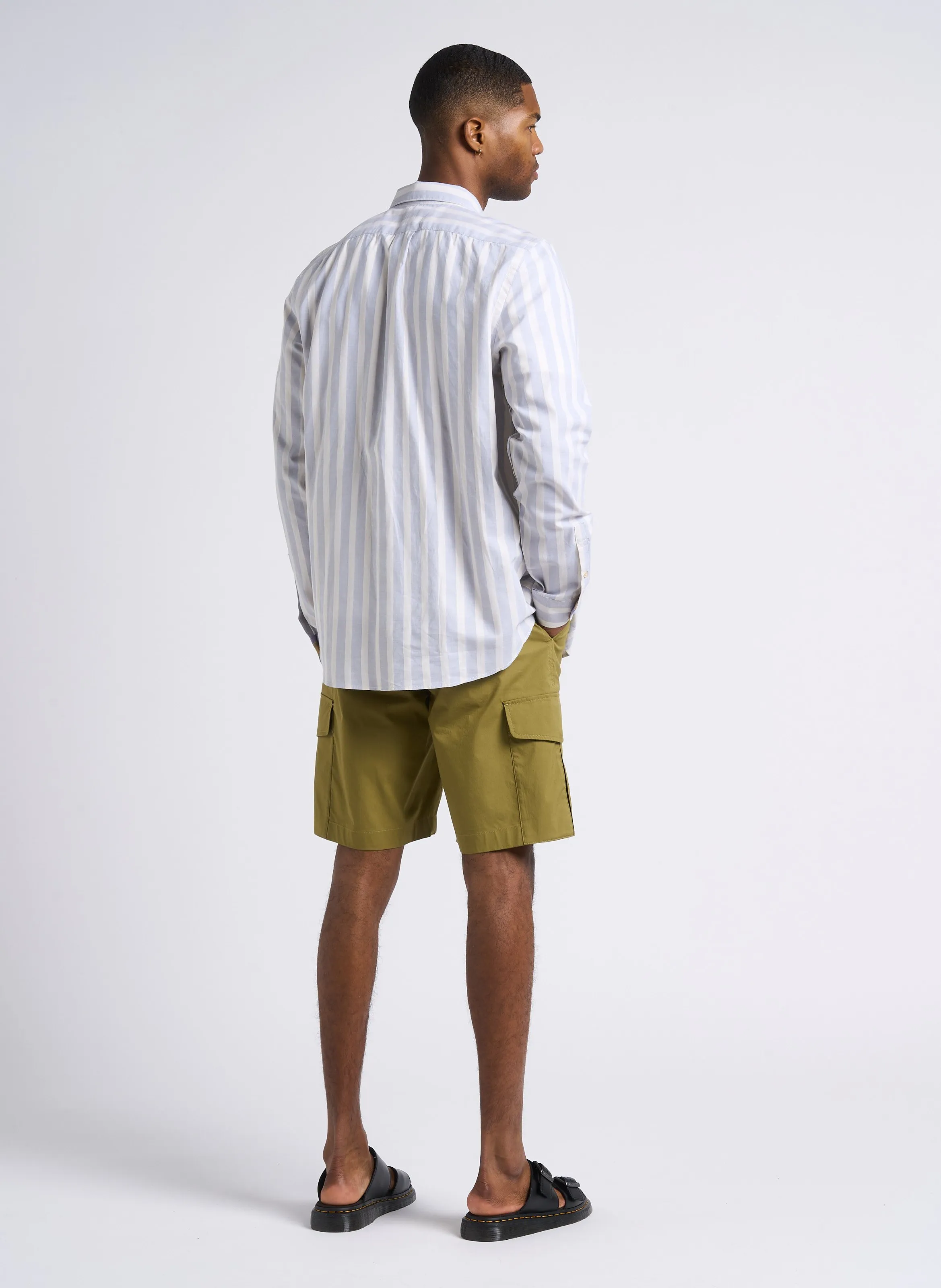 PAUL SMITH Camisa recta de algodón a rayas con cuello clásico en azul