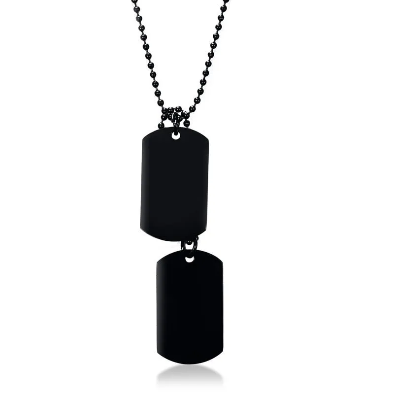 Pendiente y Collar para Hombre Stainless Steel Double Dog Tag Necklace Pendant ID Men Jewelry 24" Chain
