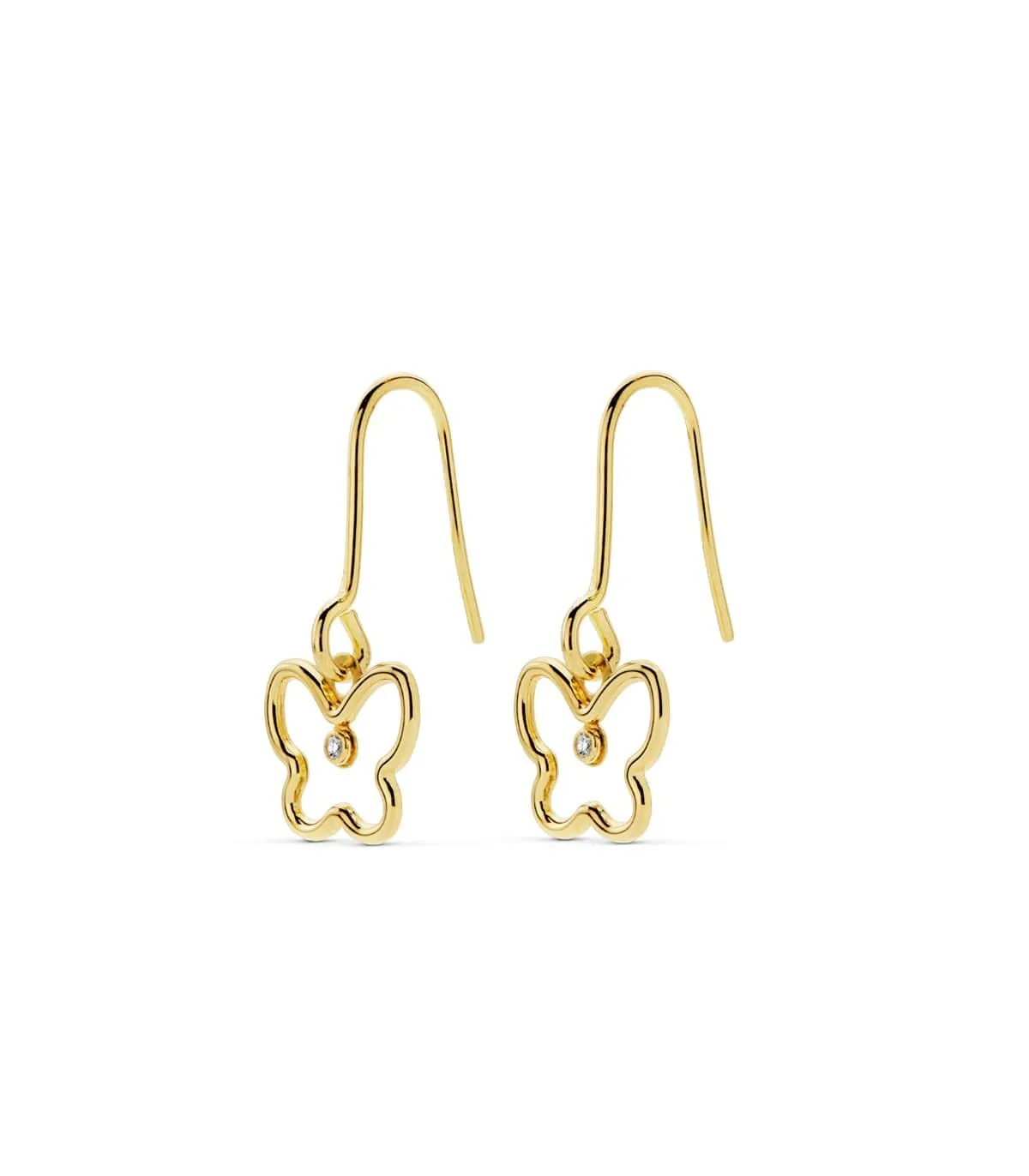Pendientes Colgantes Slim Butterfly Oro 18K