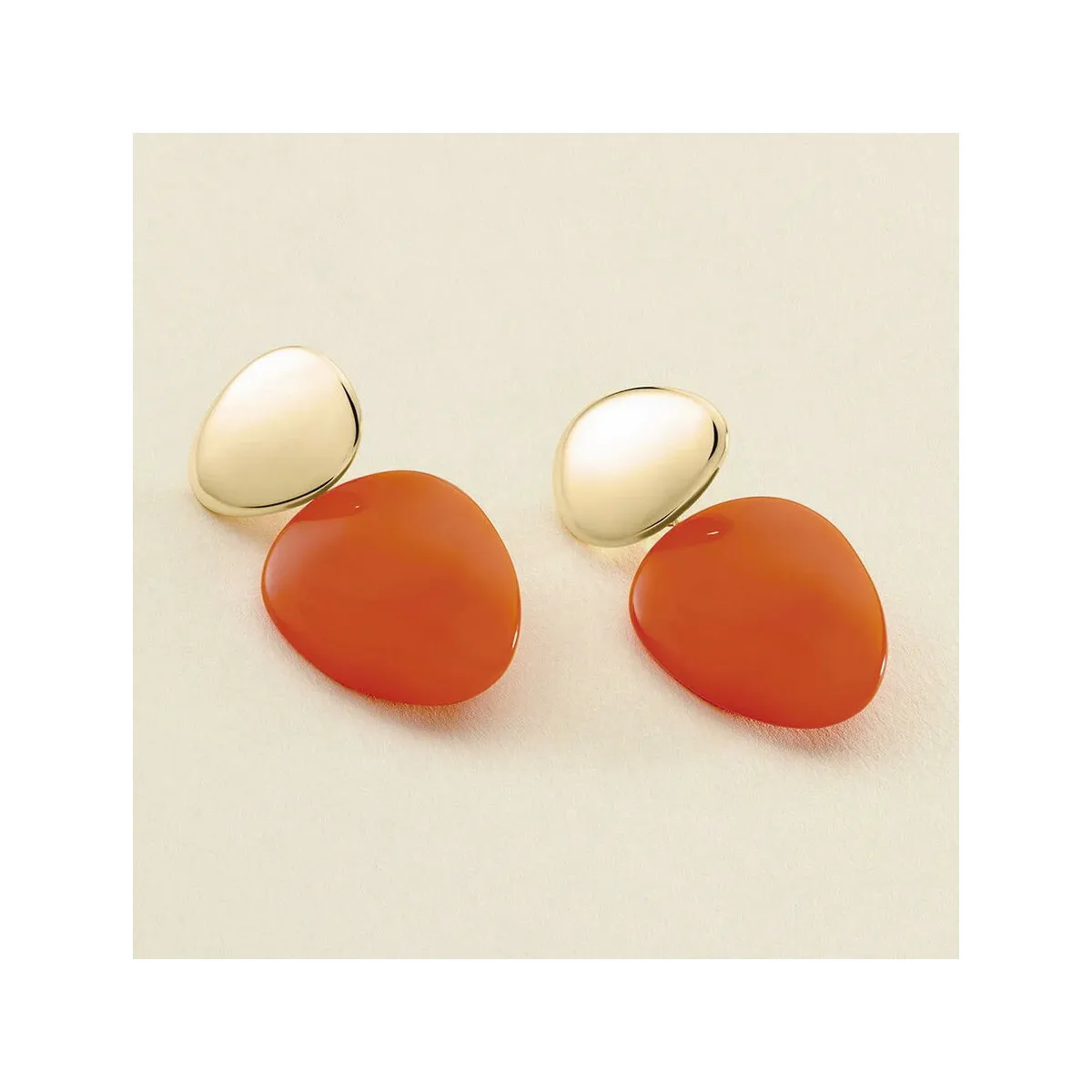 PENDIENTES LARGOS BRIGITTE NARANJA / ORO  AGATHA PARIS