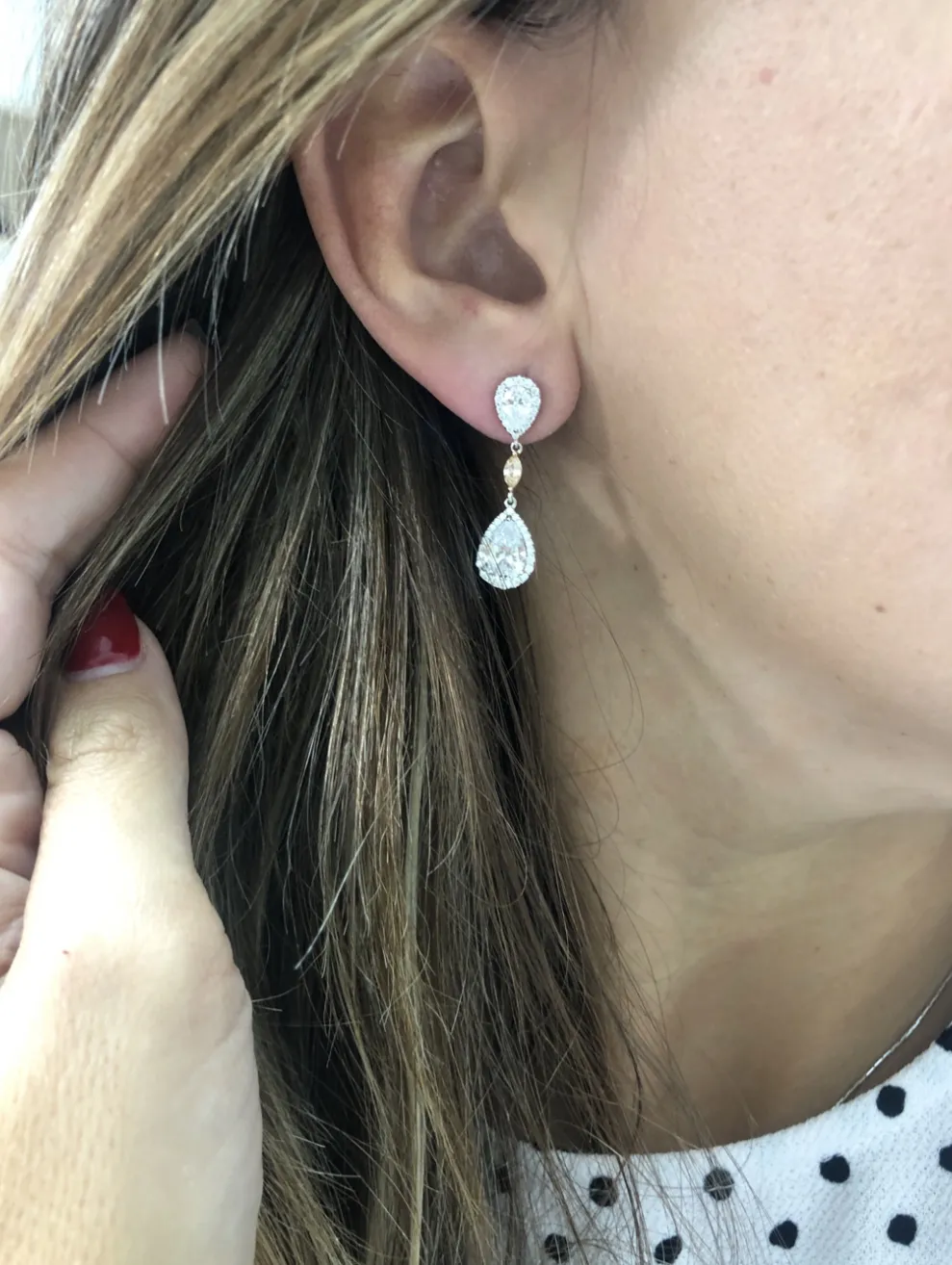 ***Pendientes Plata con Circonitas y Morganita hidrotermal