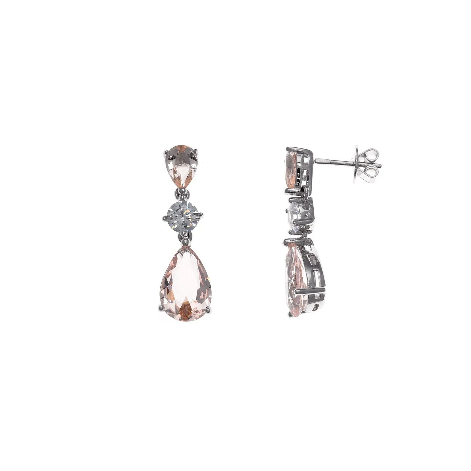 PENDIENTES PLATA RODIO LAGRIMAS CIRCONITA MORGANITA CIRCULO 112A0228
