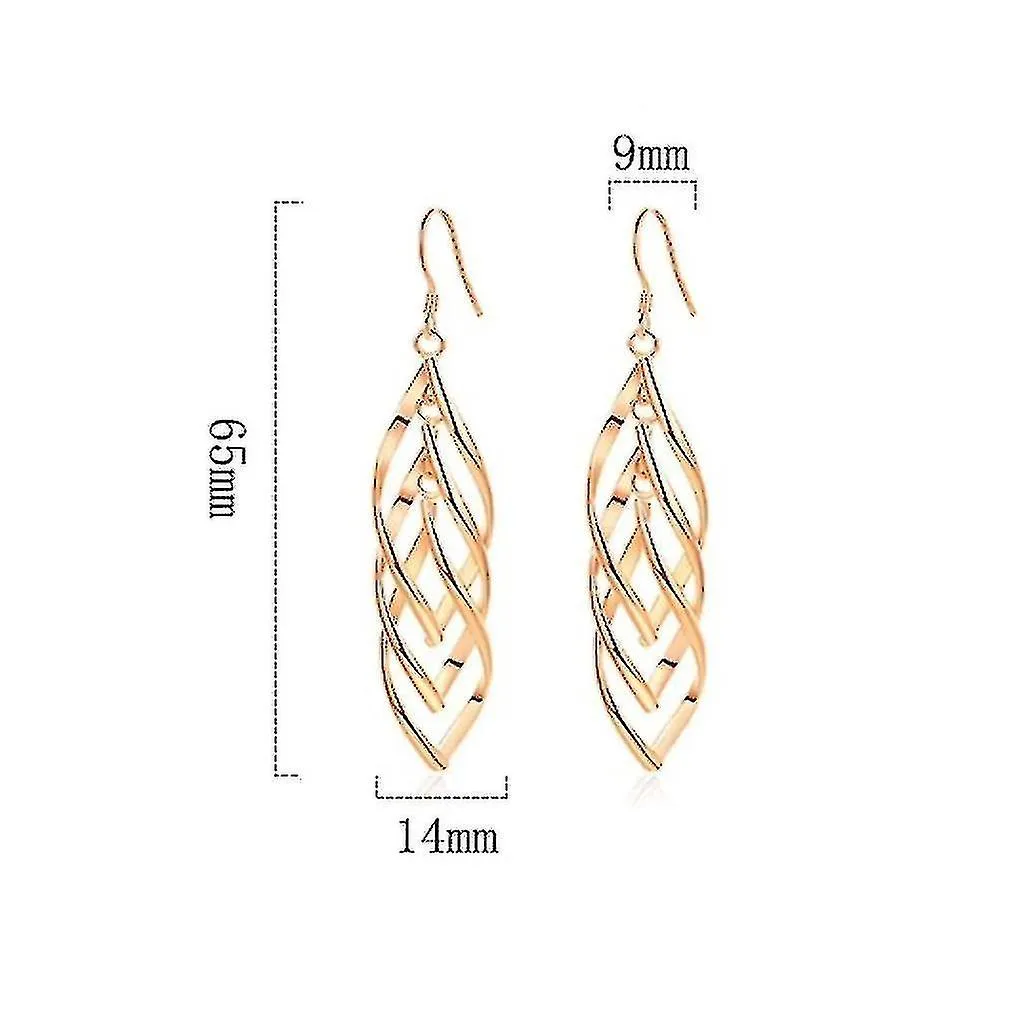 Pendientes Plateados Chapados en Doble Torsura Tassel Wave Colgantes Twisted Triple Line Eardrops Para Exhibitio