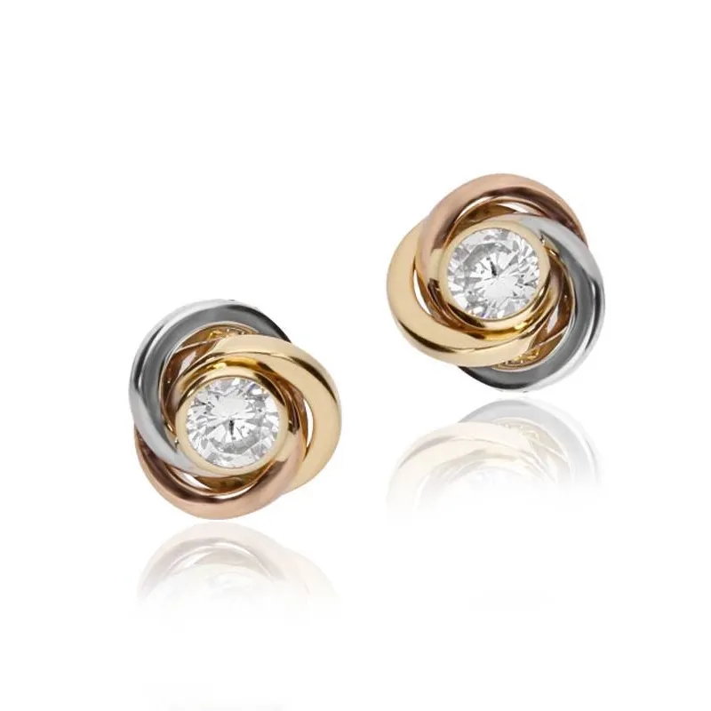 PENDIENTES "NODI" ORO TRICOLOR 18K