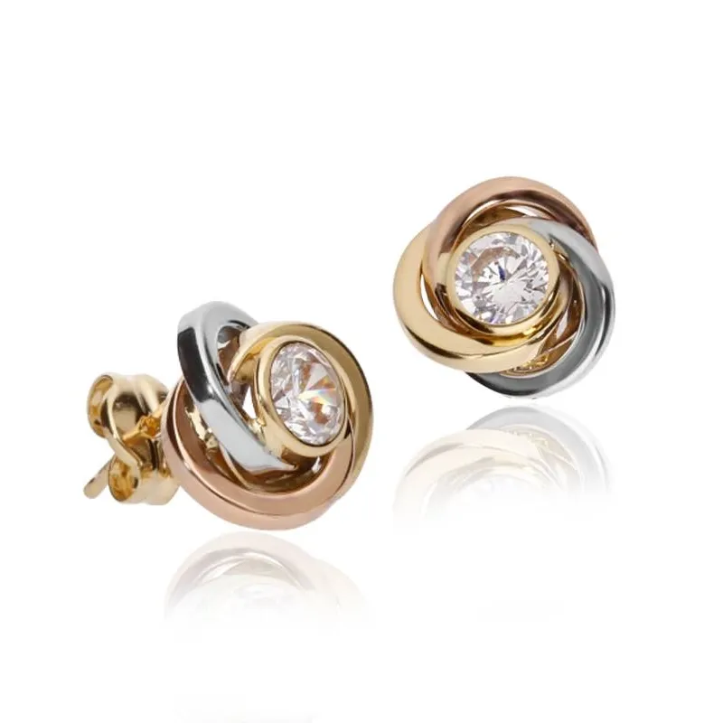 PENDIENTES "NODI" ORO TRICOLOR 18K