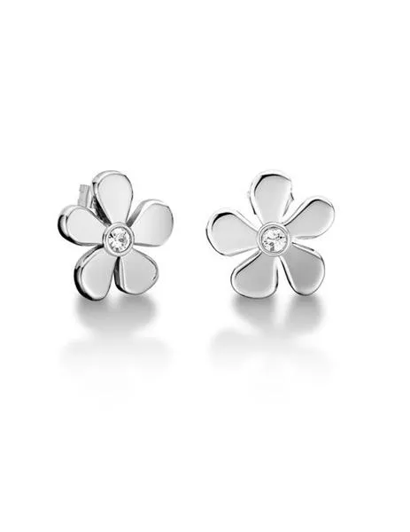 pendientes tommy hilfiger flor plateada
