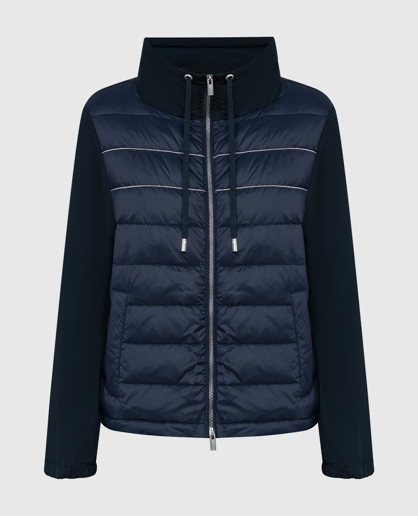 Peserico Blue combined jacket with monil chain