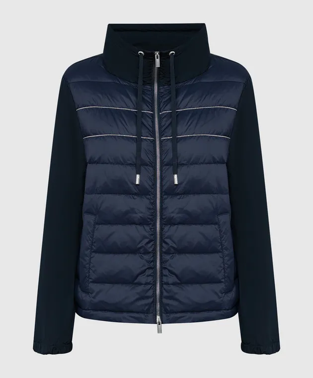 Peserico Blue combined jacket with monil chain