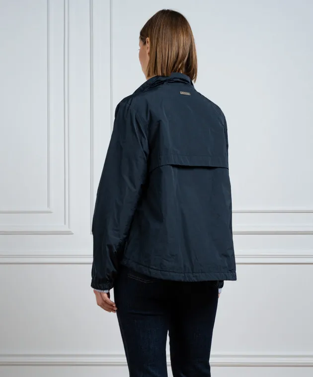 Peserico Blue combined jacket with monil chain