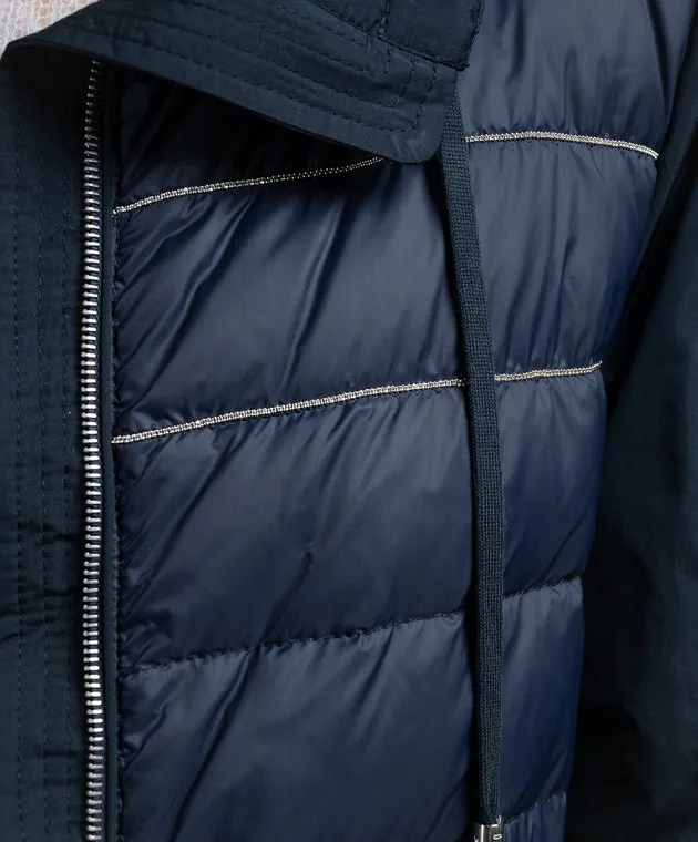 Peserico Blue combined jacket with monil chain