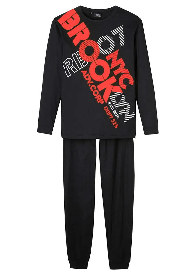 PIJAMA PARA NIñOS (2 PIEZAS) NEGRONARANJA NEóN