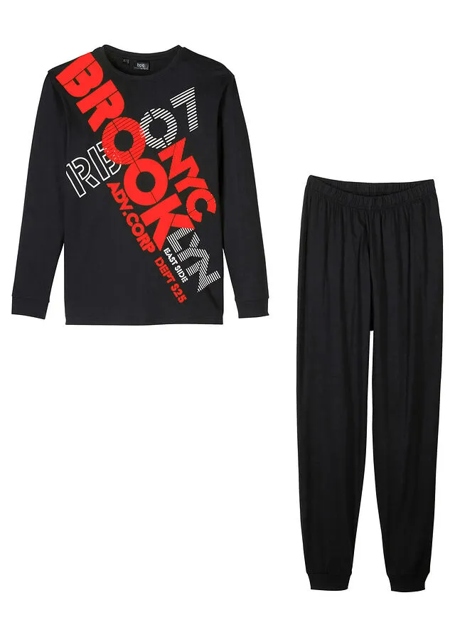 PIJAMA PARA NIñOS (2 PIEZAS) NEGRONARANJA NEóN