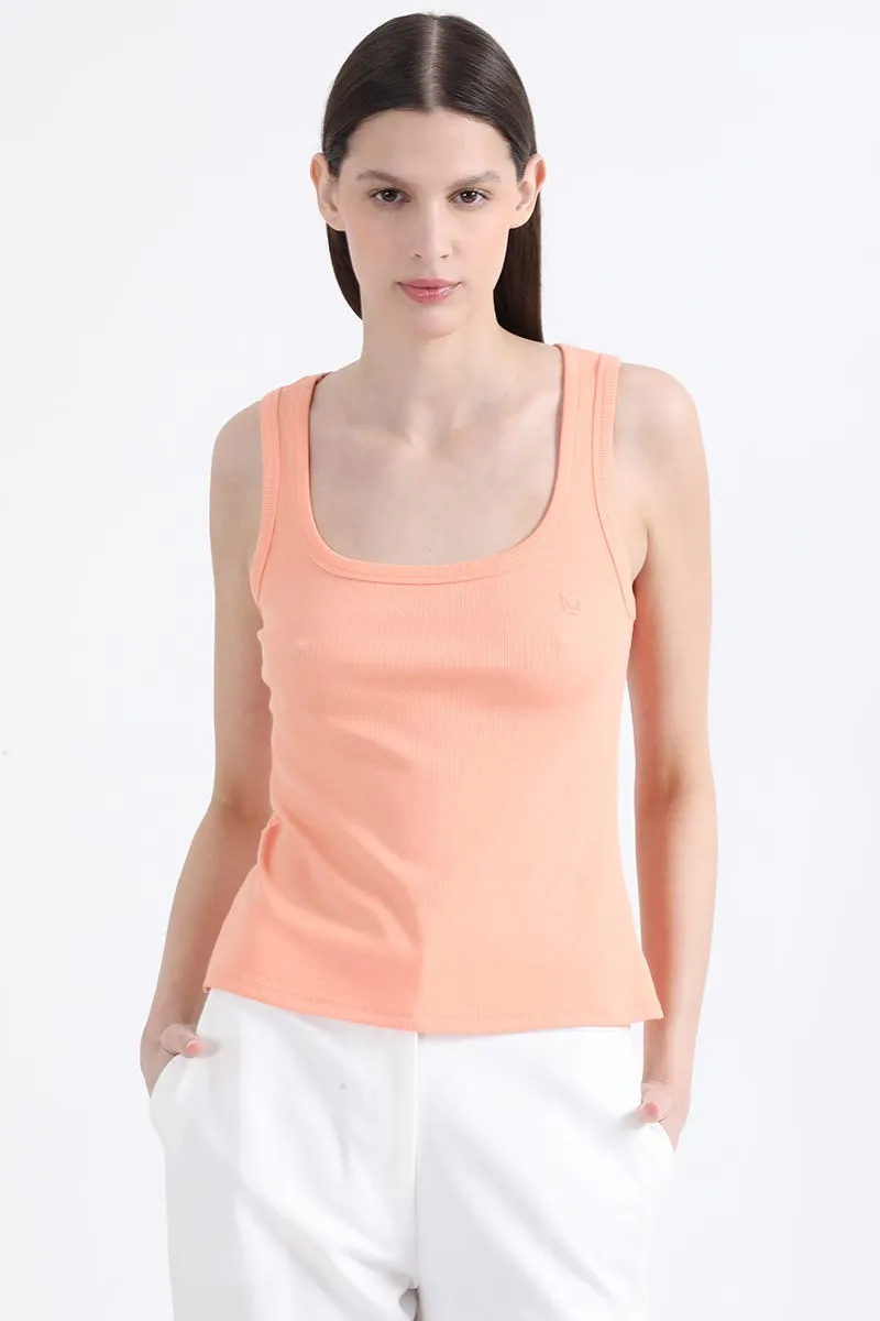 POLERA BASICA RIBB, NARANJO