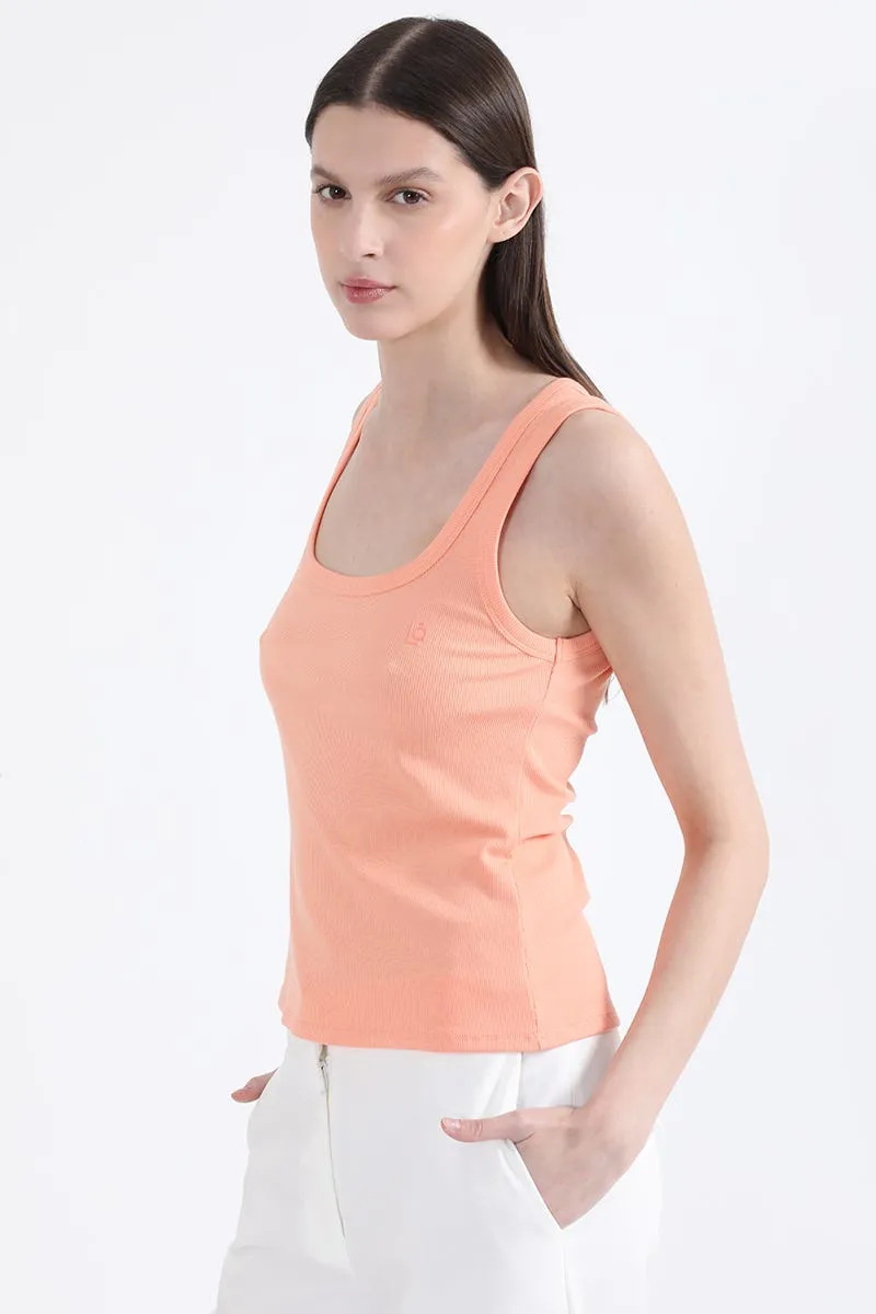 POLERA BASICA RIBB, NARANJO