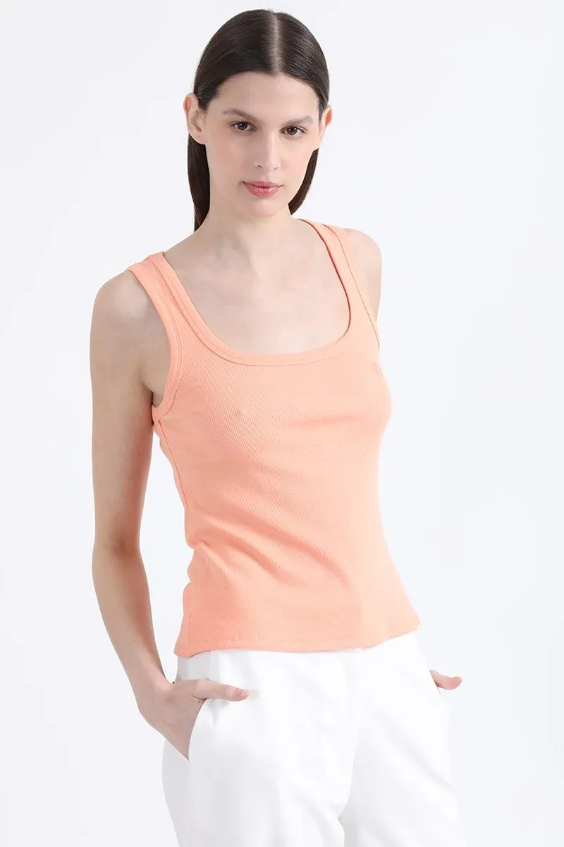 POLERA BASICA RIBB, NARANJO
