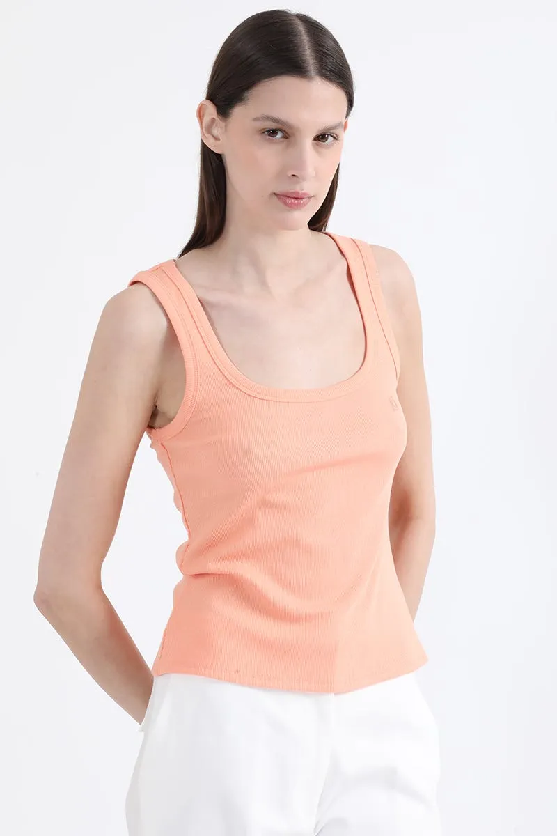 POLERA BASICA RIBB, NARANJO