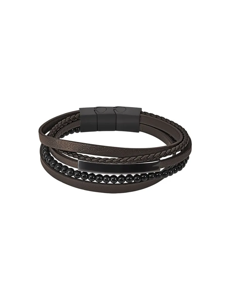 Pulsera Lotus Style hombre cuero Marrón LS2144