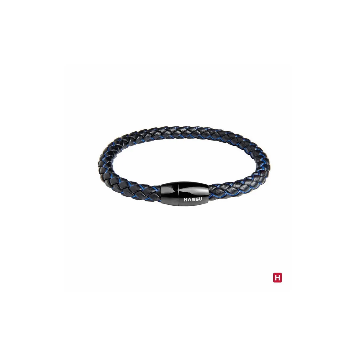 PULSERA TRENZADA PIEL ACERO IP NEGRO  JOYAS DE IRENE