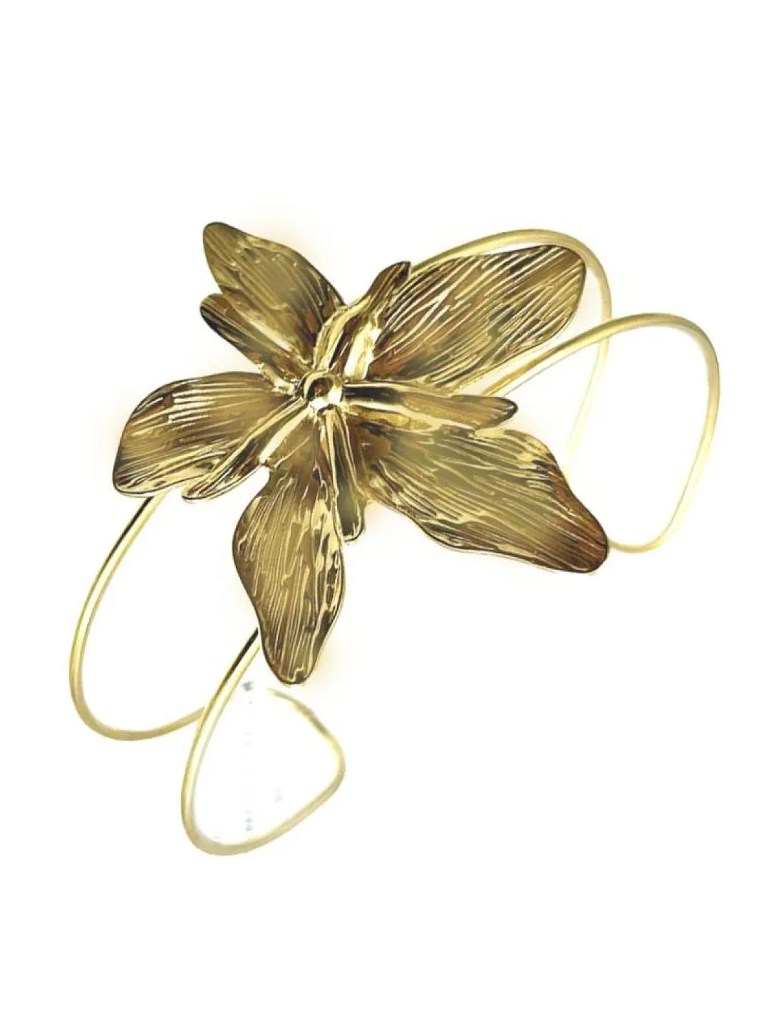 PULSERAS DE FIESTA DORADAS CON PRECIOSA FLOR ESPECIAL BODAS