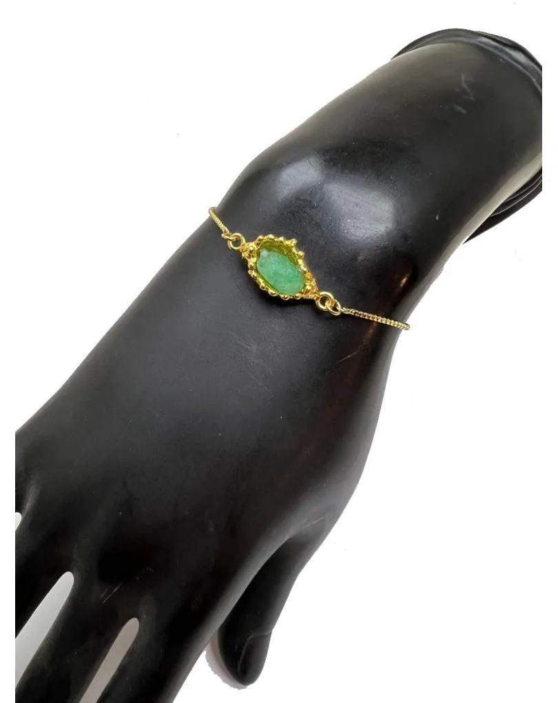 PULSERAS DE MUJER CON PIEDRA DRUSA TURQUESA Y BAÑO DE ORO