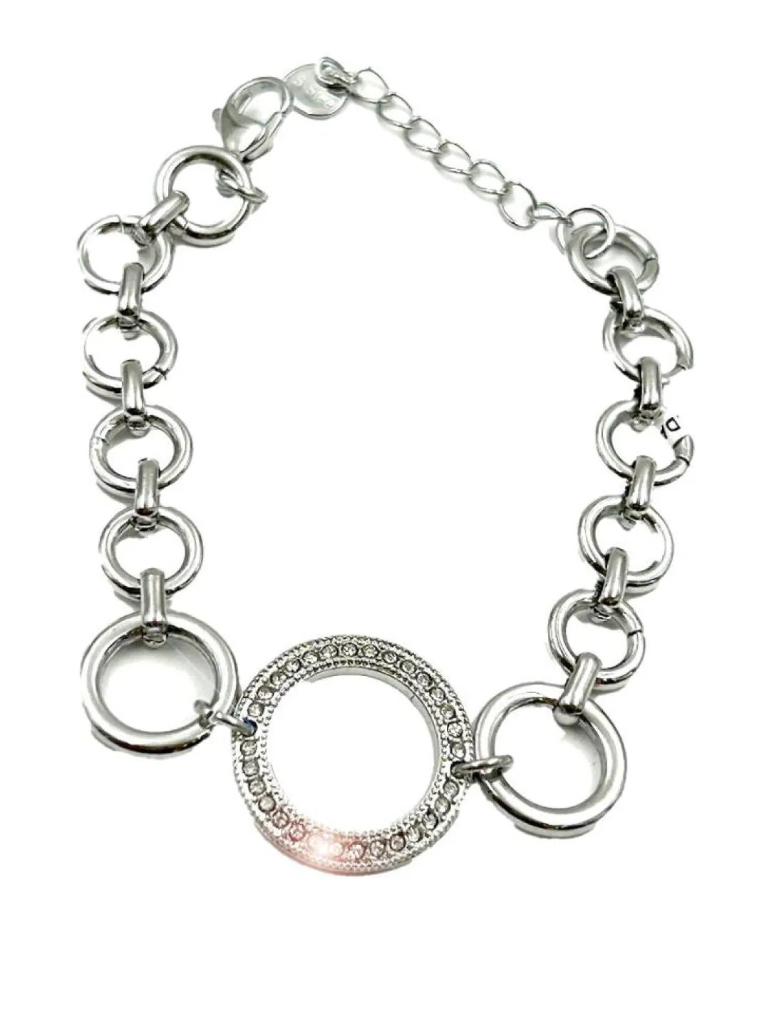 PULSERAS DE MUJER PLATEADAS DE ESLABONES Y DETALLE DE CIRCONITAS