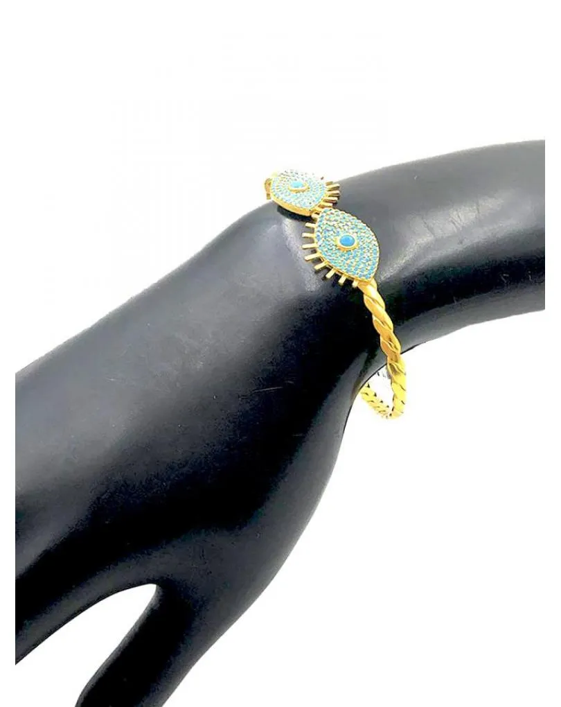 PULSERAS DORADAS Y AZULES CON OJO TURCO DE LA SUERTE