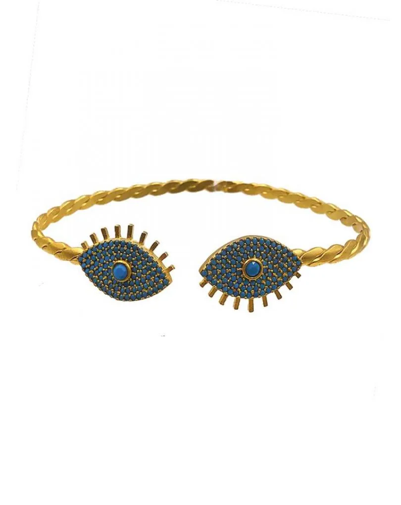 PULSERAS DORADAS Y AZULES CON OJO TURCO DE LA SUERTE