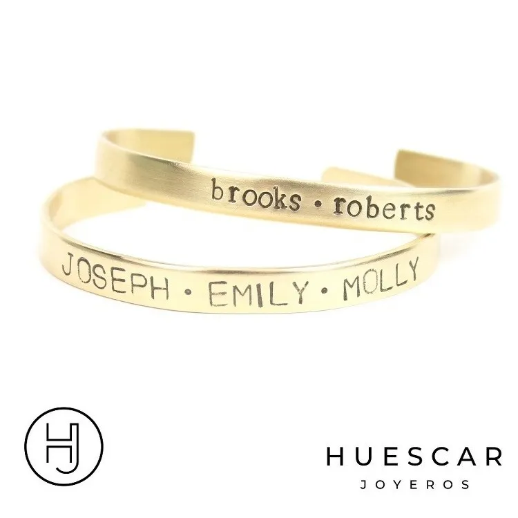 Pulseras para grabar de metal bañada en oro 18 k.