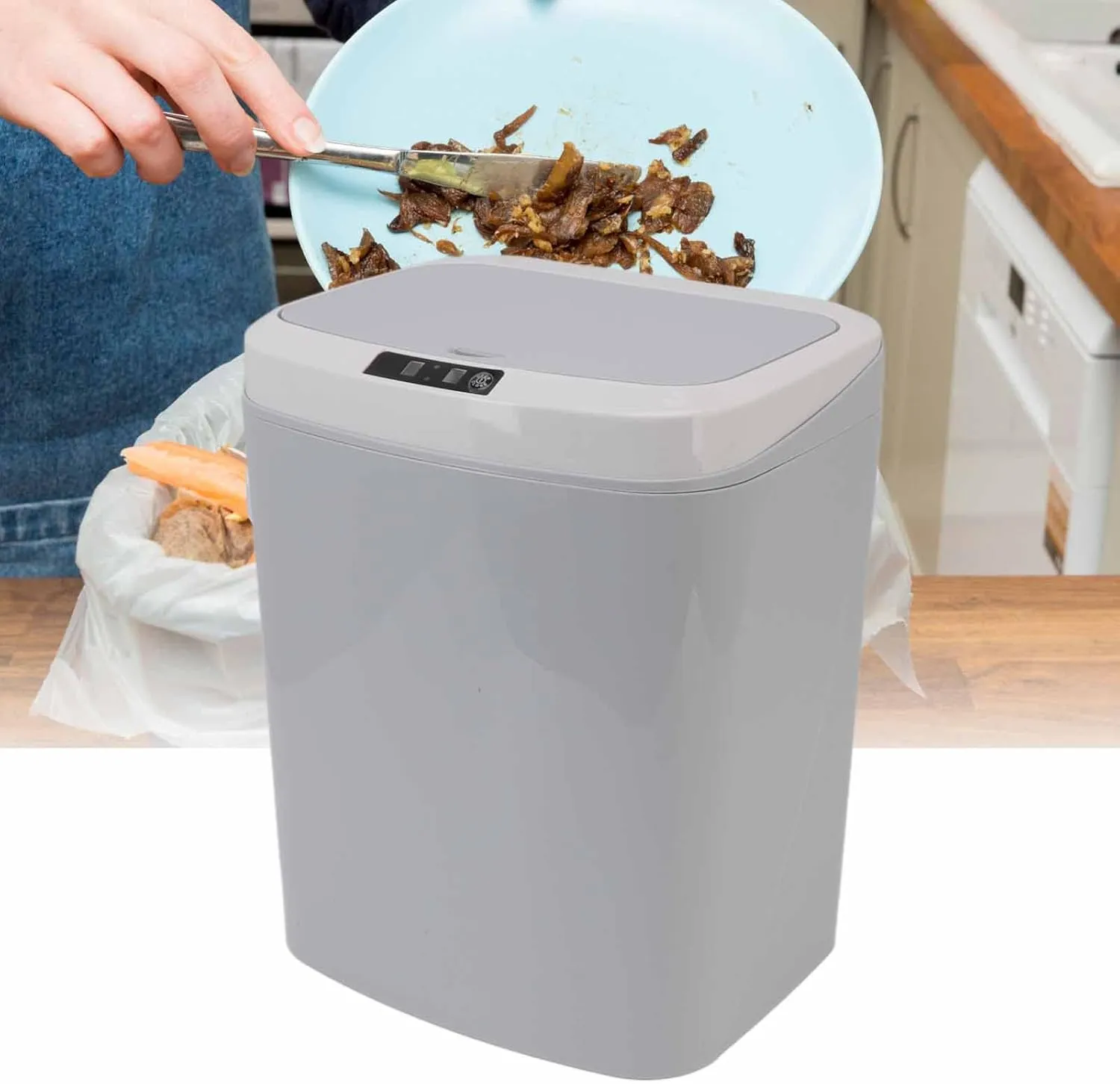 Qcwwy Bote de Basura  16L Inducción Infrarroja USB Recargable Sensor Automático Bote de Basura Bote de Basura con Tapa para el H