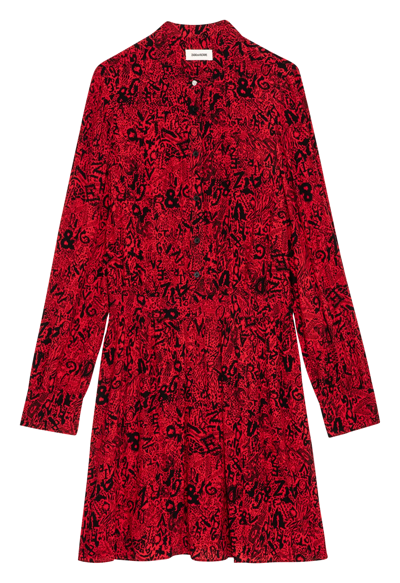 REFLA  VESTIDO CAMISERO RECTO ESTAMPADO EN ROJO