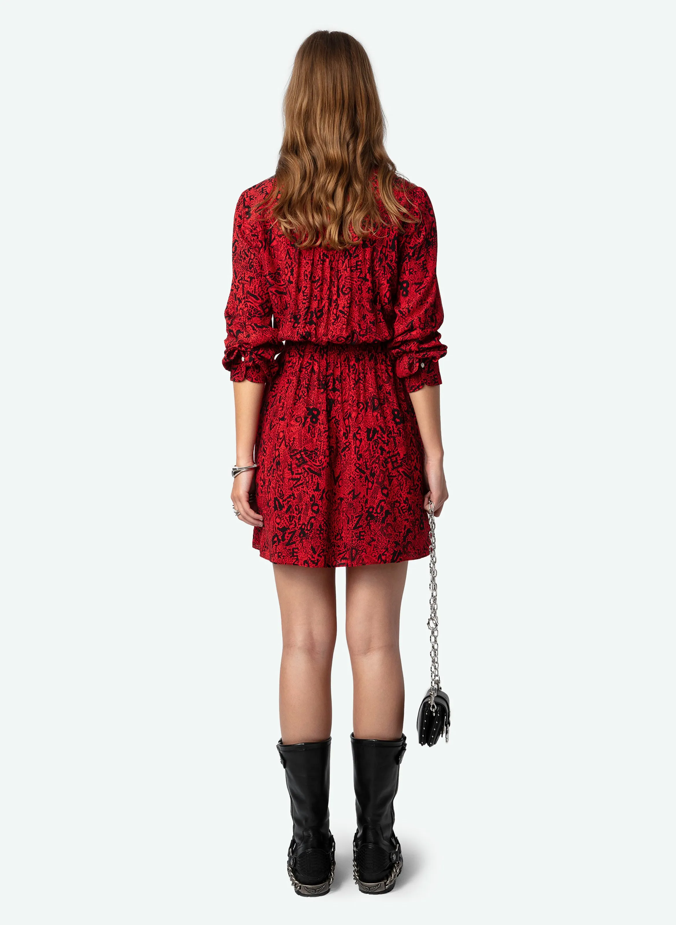REFLA  VESTIDO CAMISERO RECTO ESTAMPADO EN ROJO