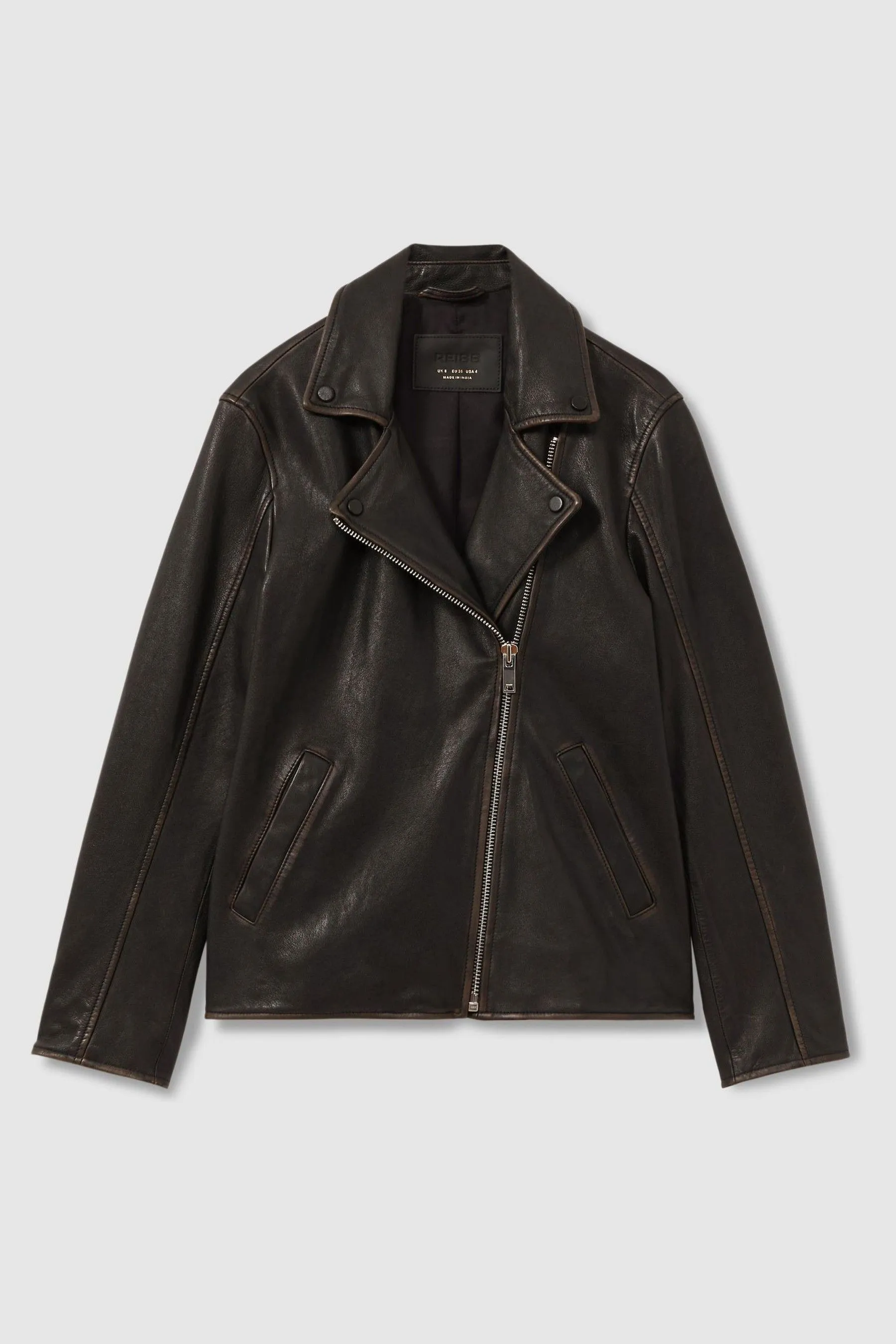 Reiss Beau Relaxed Leather Biker Jacket