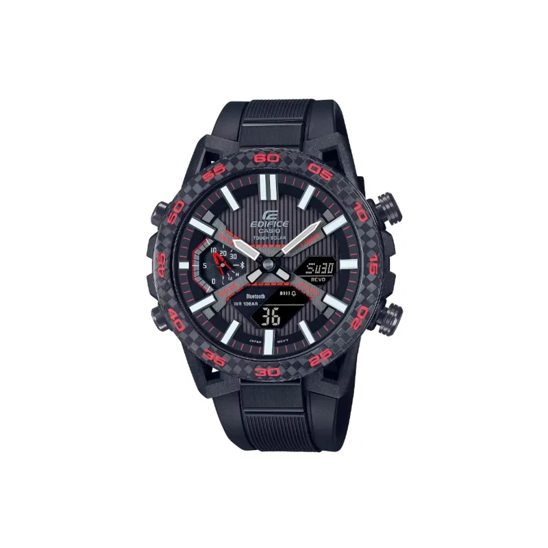 RELOJ CASIO EDIFICE ACERO NEGRO CORREA RESINA ECB2000PB1A