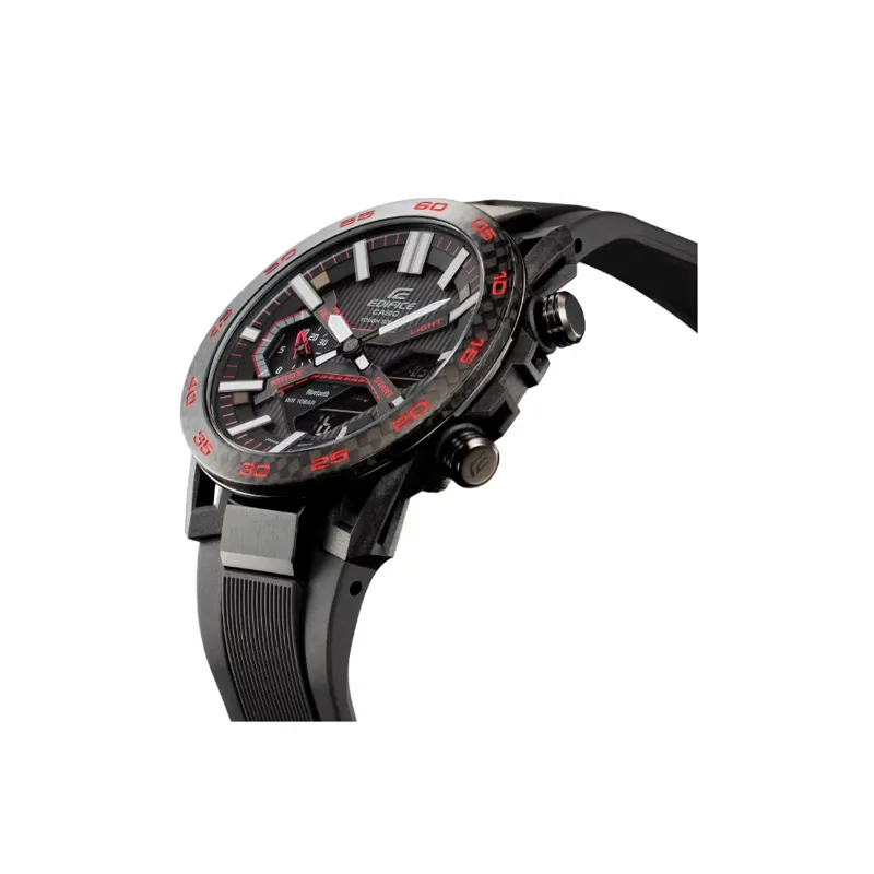 RELOJ CASIO EDIFICE ACERO NEGRO CORREA RESINA ECB2000PB1A