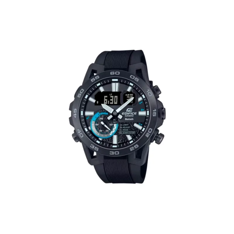 RELOJ CASIO EDIFICE ACERO NEGRO CORREA RESINA ECB40PB1A