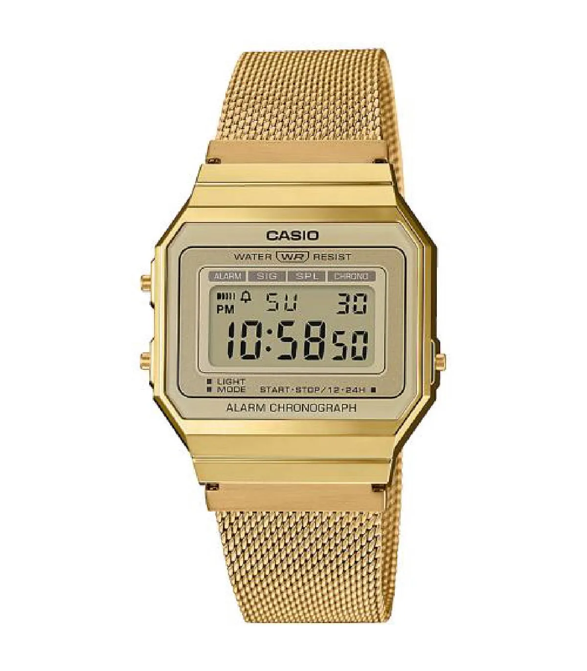 RELOJ CASIO VINTAGE UNISEX MALLA MILANESA ACERO IP DORADO  A700WEMG9AEF