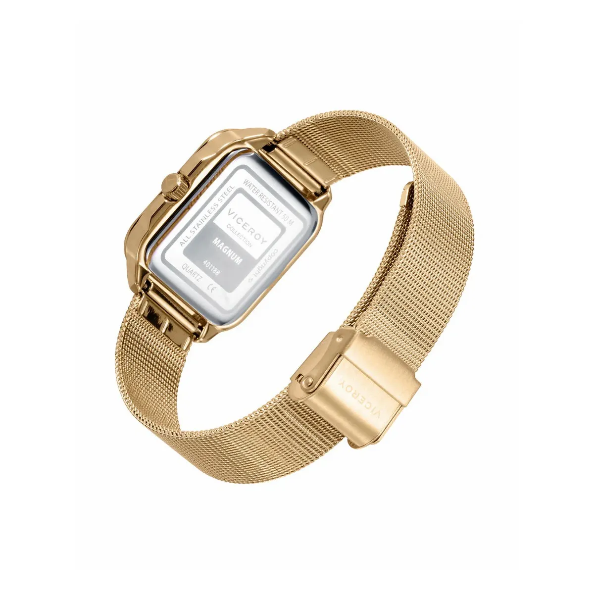 RELOJ DE MUJER MAGNUM CAJA Y MALLA MILANESA DE ACERO EN IP DORADO  VICEROY