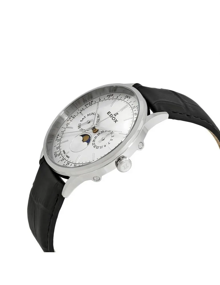 Reloj Edox Swiss Made Hombre Fase Lunar Multifunción 401013CAIN