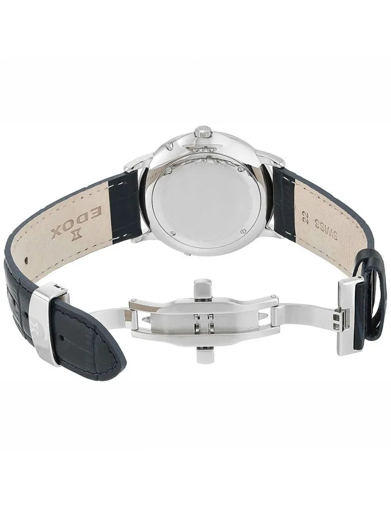 Reloj Edox Swiss Made Les Bémonts Hombre Fase Lunar Azul 400023BUIN