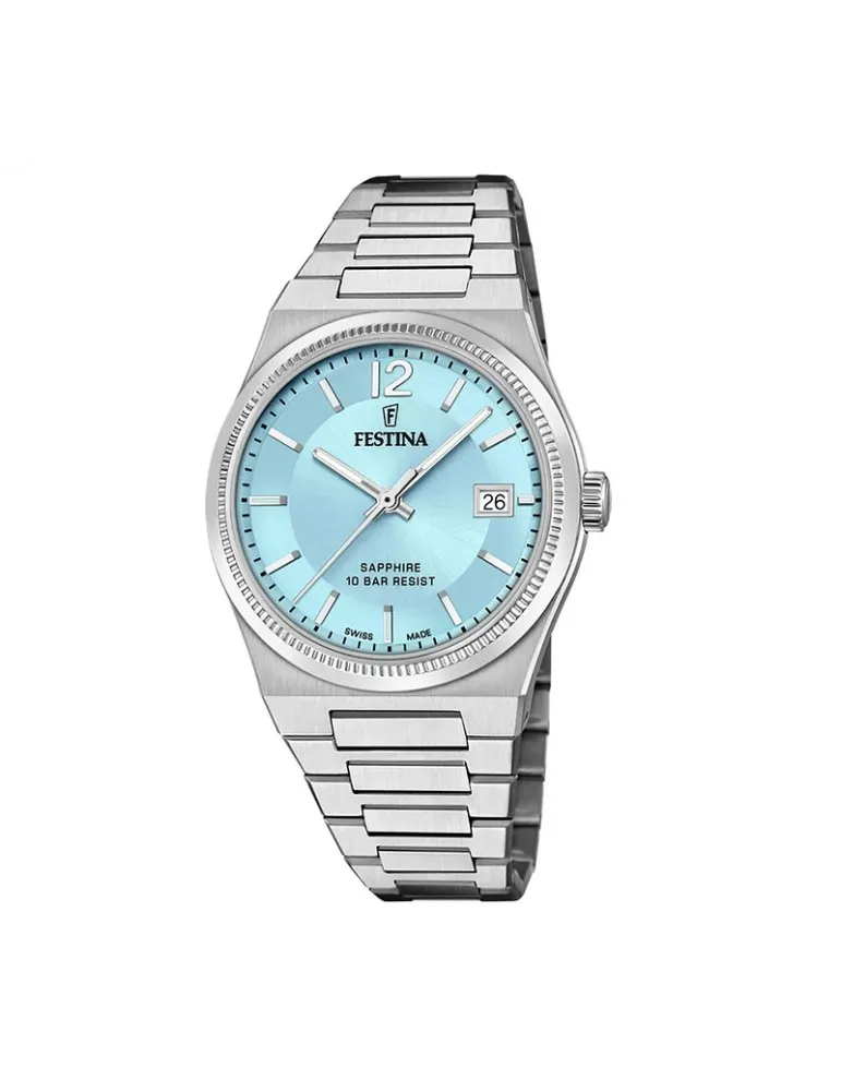Reloj Festina mujer Swiss Made Acero F20035 Azul Celeste