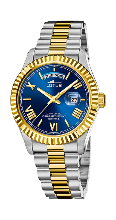 Reloj Lotus Caballero Acero Dorado Azul 18855/2