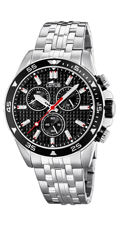 Reloj Lotus Caballero Crono Acero Negro 18640/4