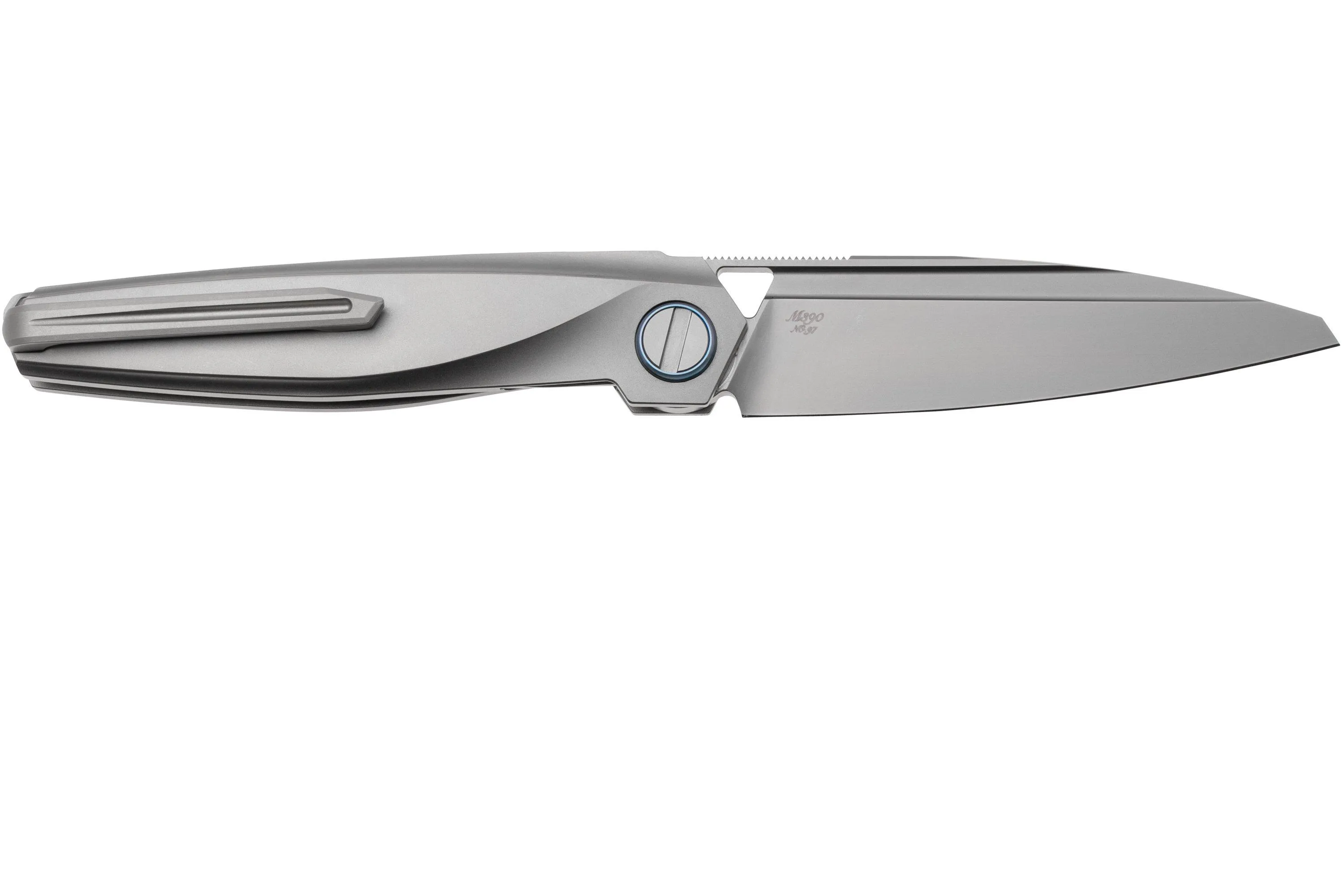 RIKE KNIFE BAIDI 132051 BEAD BLASTED BOHLER M390, TITANIUM, GREEN CARBON FIBER INLAY, NAVAJA