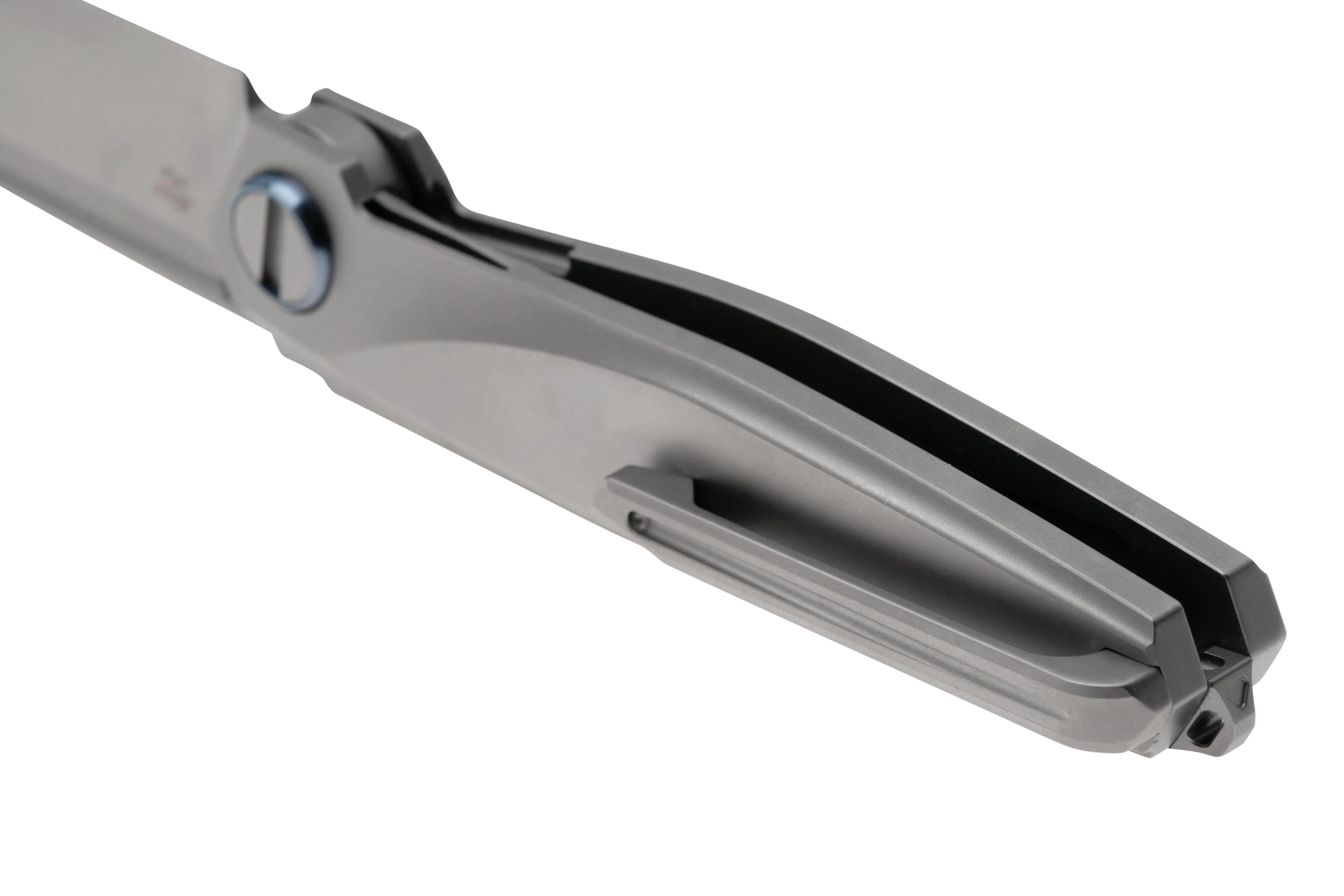 RIKE KNIFE BAIDI 132051 BEAD BLASTED BOHLER M390, TITANIUM, GREEN CARBON FIBER INLAY, NAVAJA