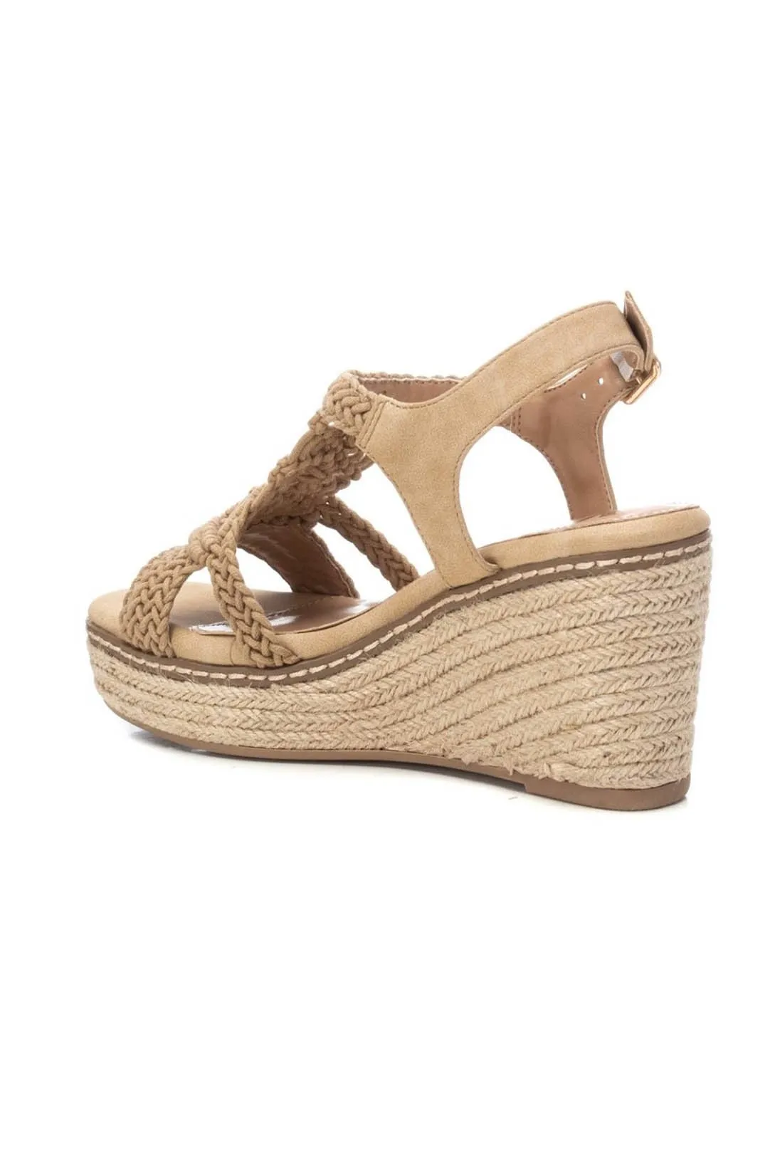 SANDALIA CUÑA CROCHET BEIGE